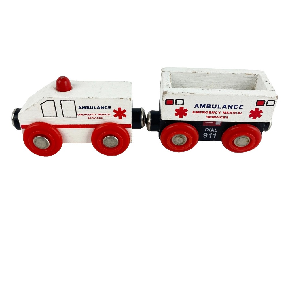 Wooden Ambulance Toy Set for Thomas & Friends Wooden Railway 2 Pieces - Picture 2 of 4